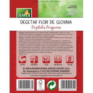 Seminte de flori degetar, gloxinia amestec de culori 0,75 gr Amia